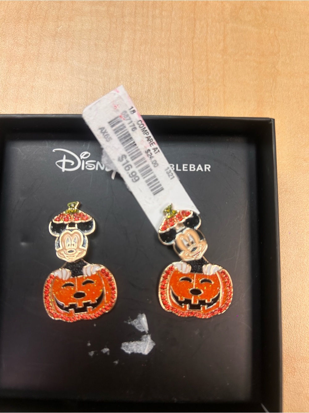 Disney Mickey Pumpkin Drop Earrings - Orange, Black, Gold